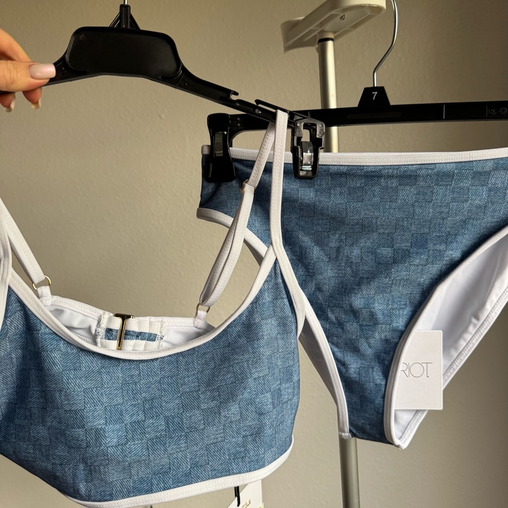 NWT Beach Riot DENIM DAZE Estelle Bikini Swim Top and Bottom Sz S - Picture 9 of 12